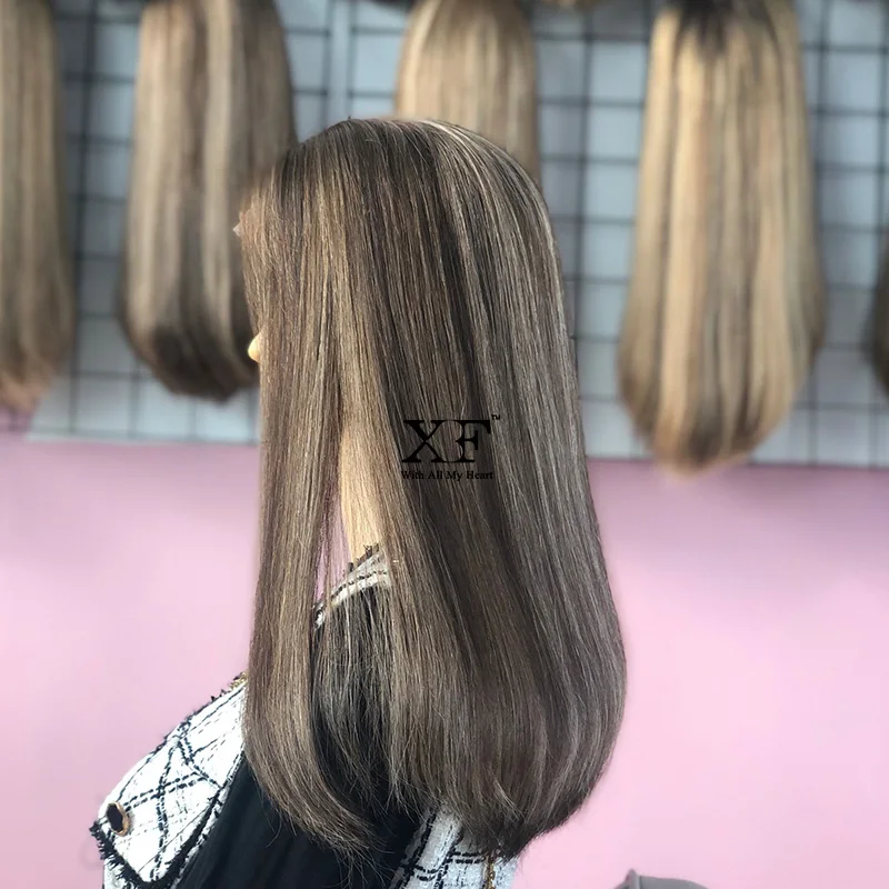 
2021 Popular 19 inches Transparent HD Swiss Lace Top Wigs ,XF 100% Brazilian Virgin Hair Jewish Lace Top Wigs 