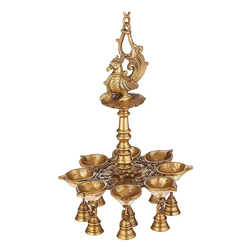 Bird METAL wick Diya oil lamps with bells