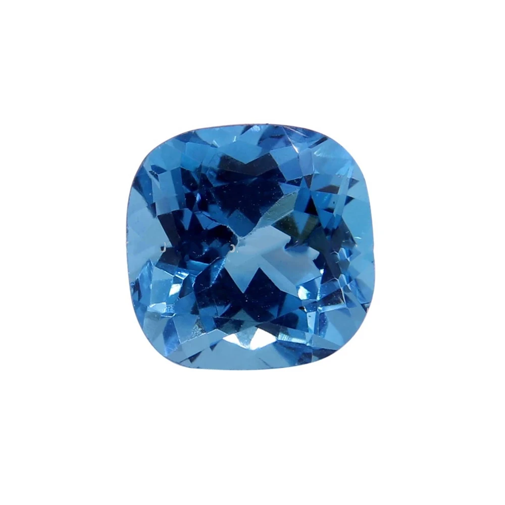 Custom Design Blue Topaz Faceted Cushion Cut Gemstone MOQ International And Domestic Supplier