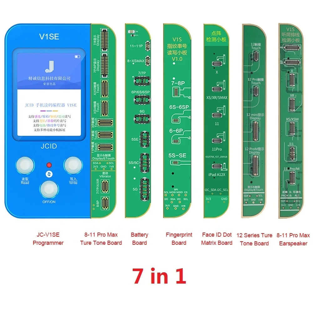 JC V1SE Mobile Phone Code Reading 6-In-1 Programmer with True tone Fingerprint Battery Board for iPhone 8P X XR XS 11 12 Pro Max