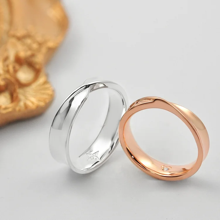 Taiwan Jewelry Silver Couple Ring With Love