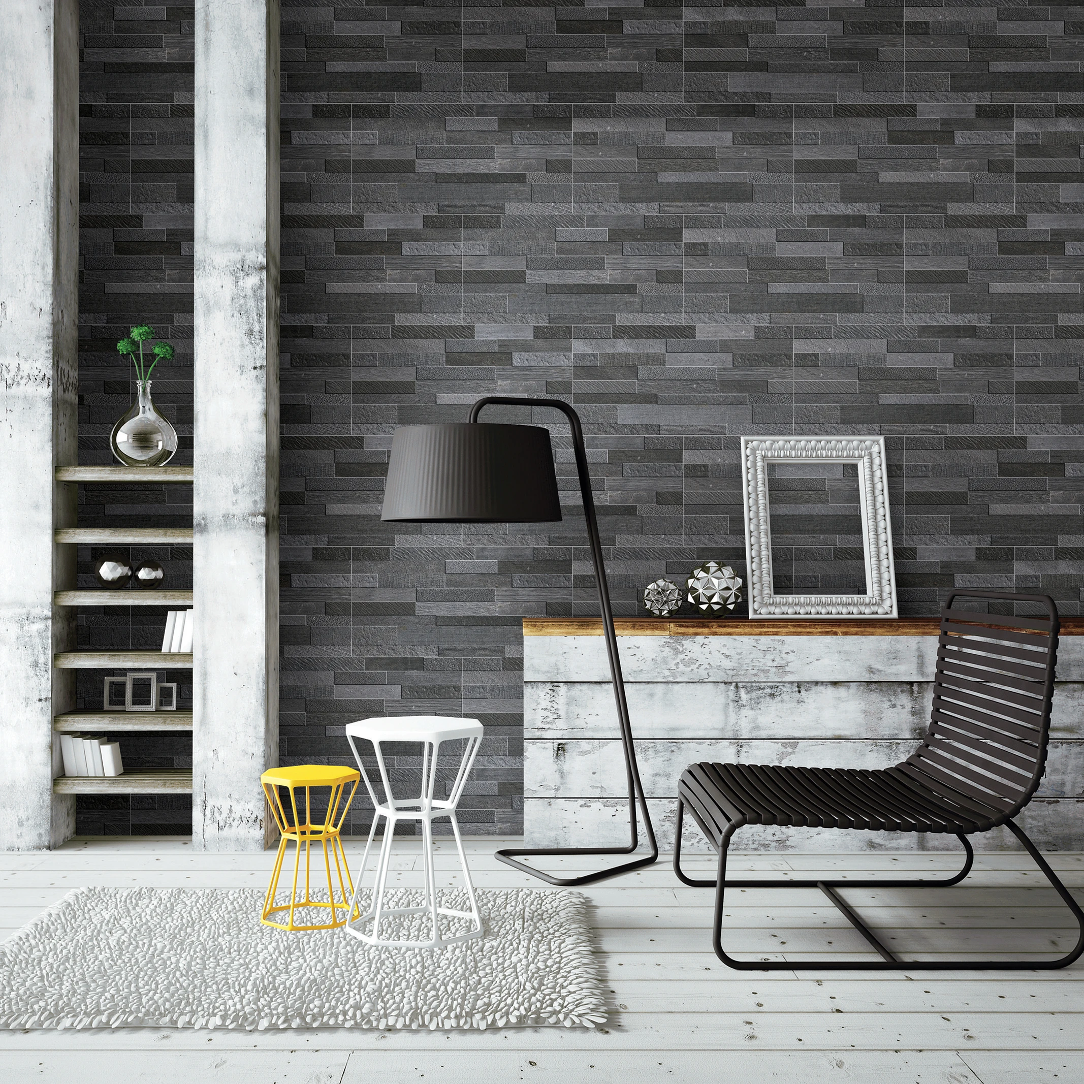 Угольная керамическая уличная настенная плитка 300x600 мм с дизайном в виде перфоратора керамика текстурный уголь