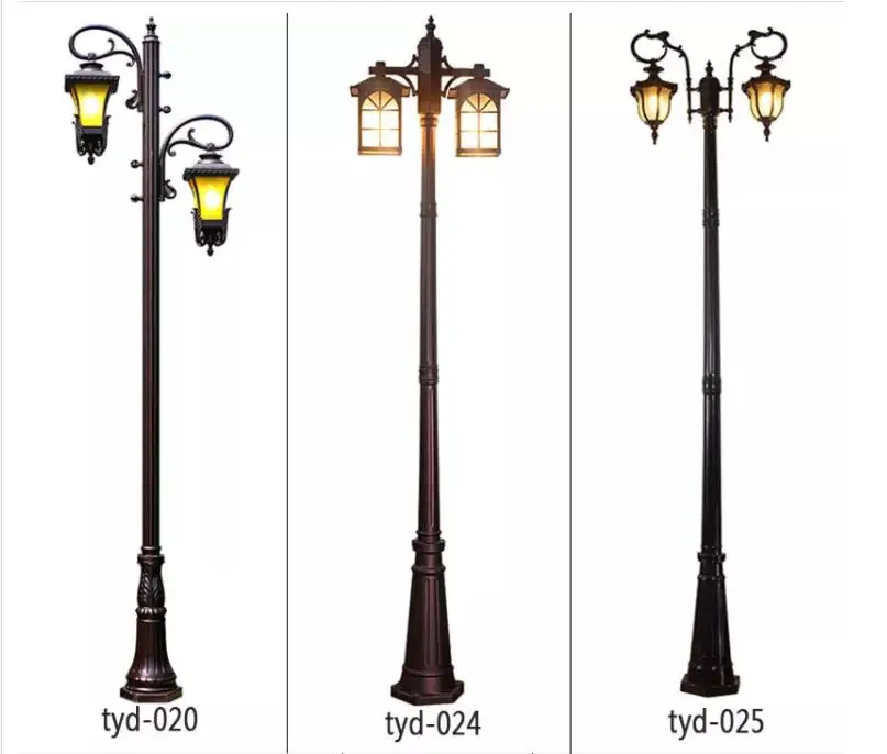 Hepu Decorative Antique Matched Aluminum Classic European style lamp pole pathway landscape outdoor garden lights