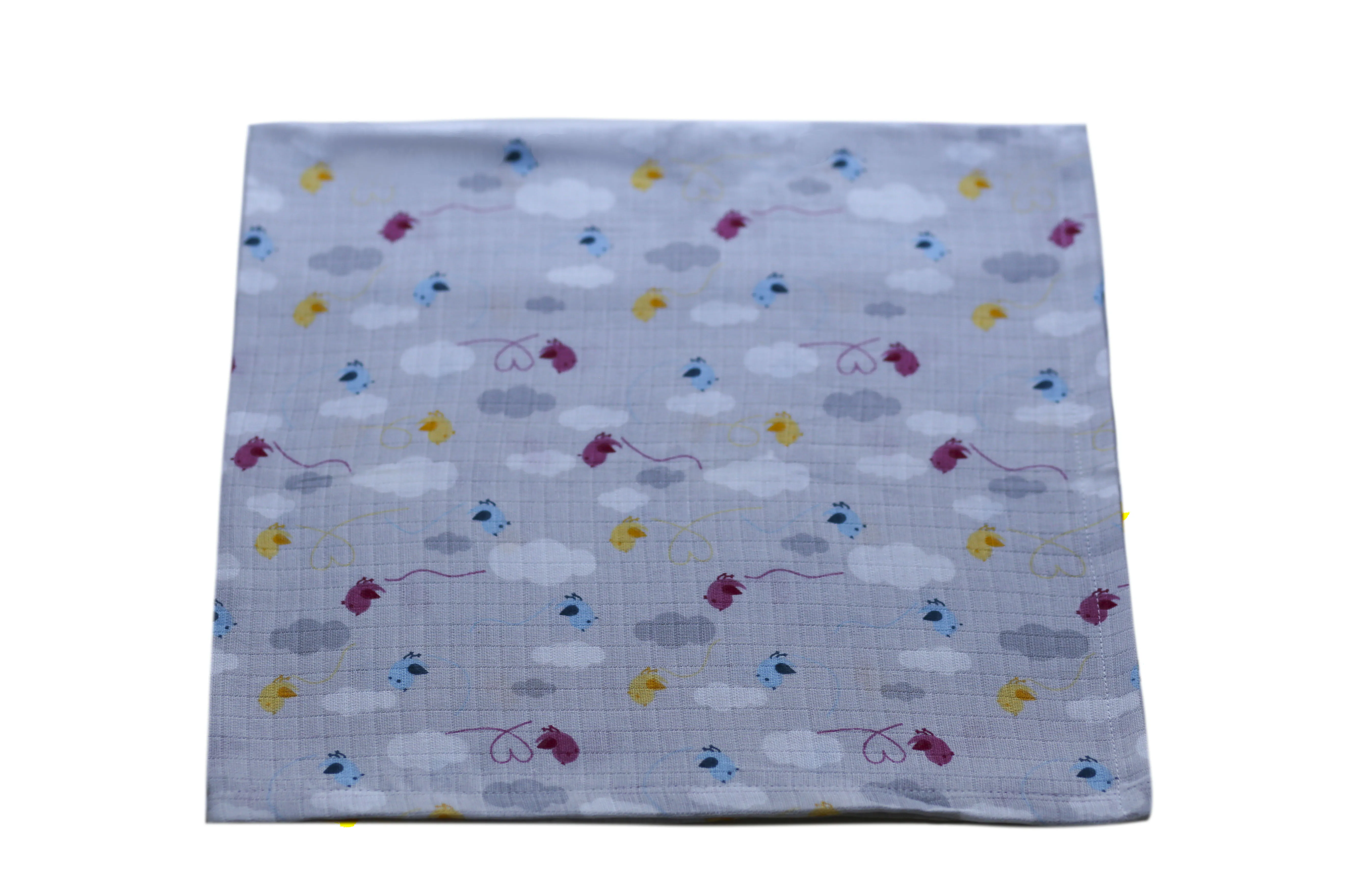 Bird cloud pattern 100% cotton soft baby muslin fabric