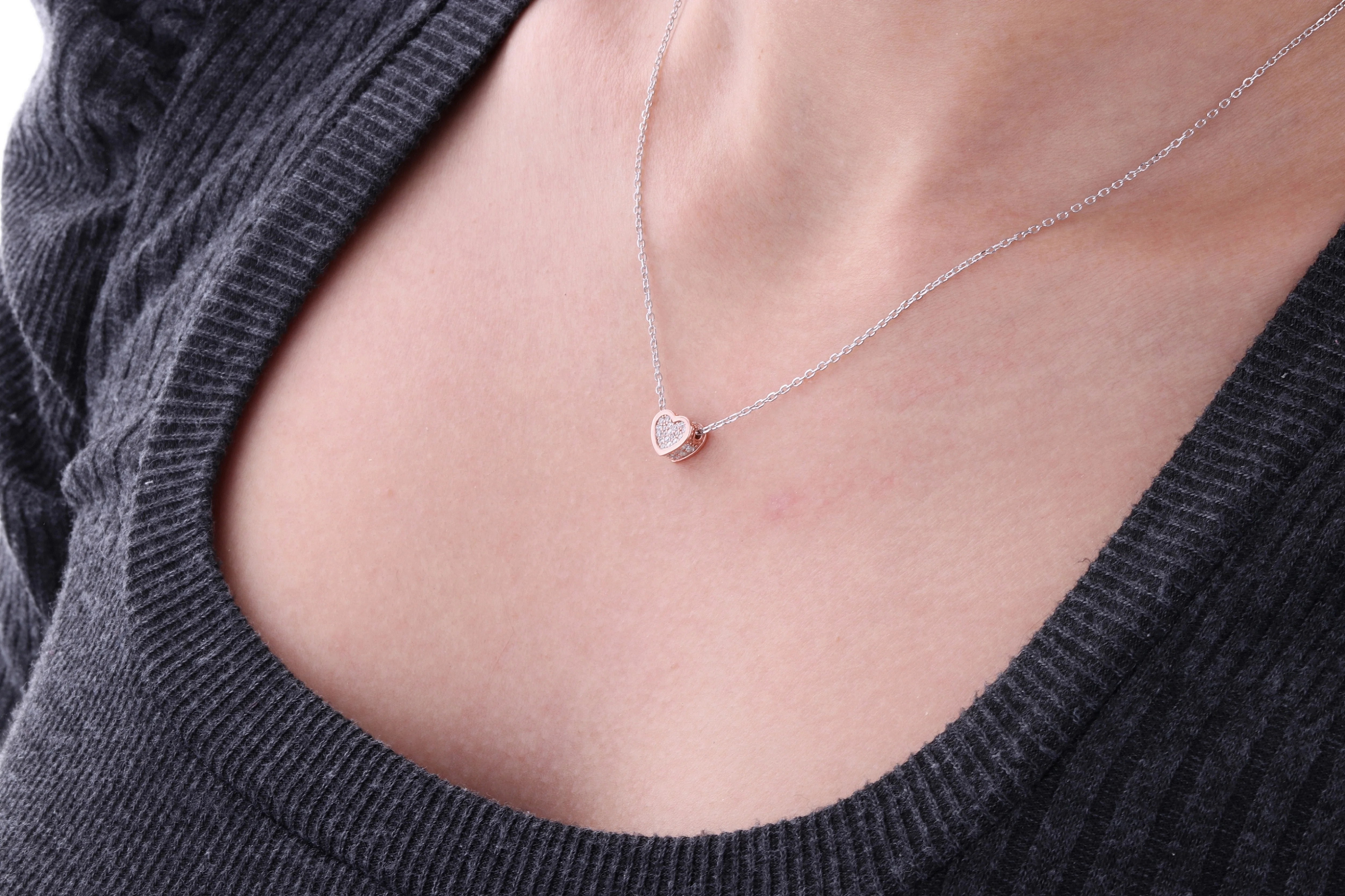 Silver jewelry set 925 sterling silver heart pendant necklace cubic zirconia silver heart gold plated 925 jewelry necklace heart