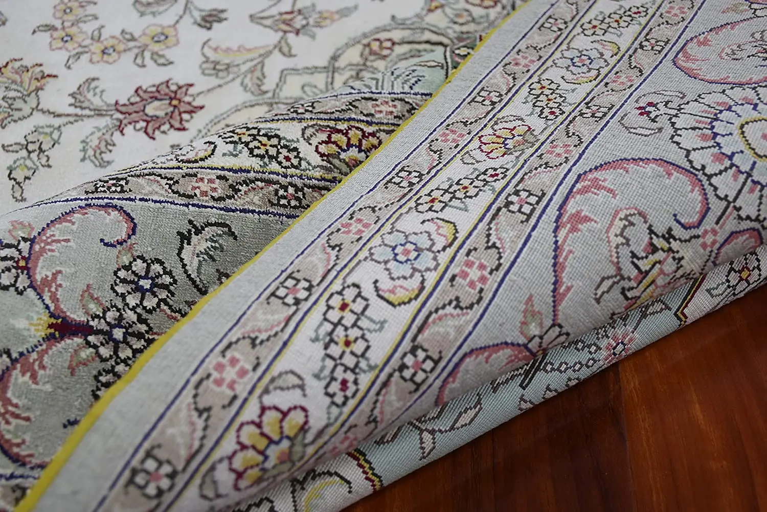 Luxurious hand knotted wool silk RUG Grey Persian Handmade Rug 2m x 3m Large Hand Knotted Tabriz Area Carpet for Living Room