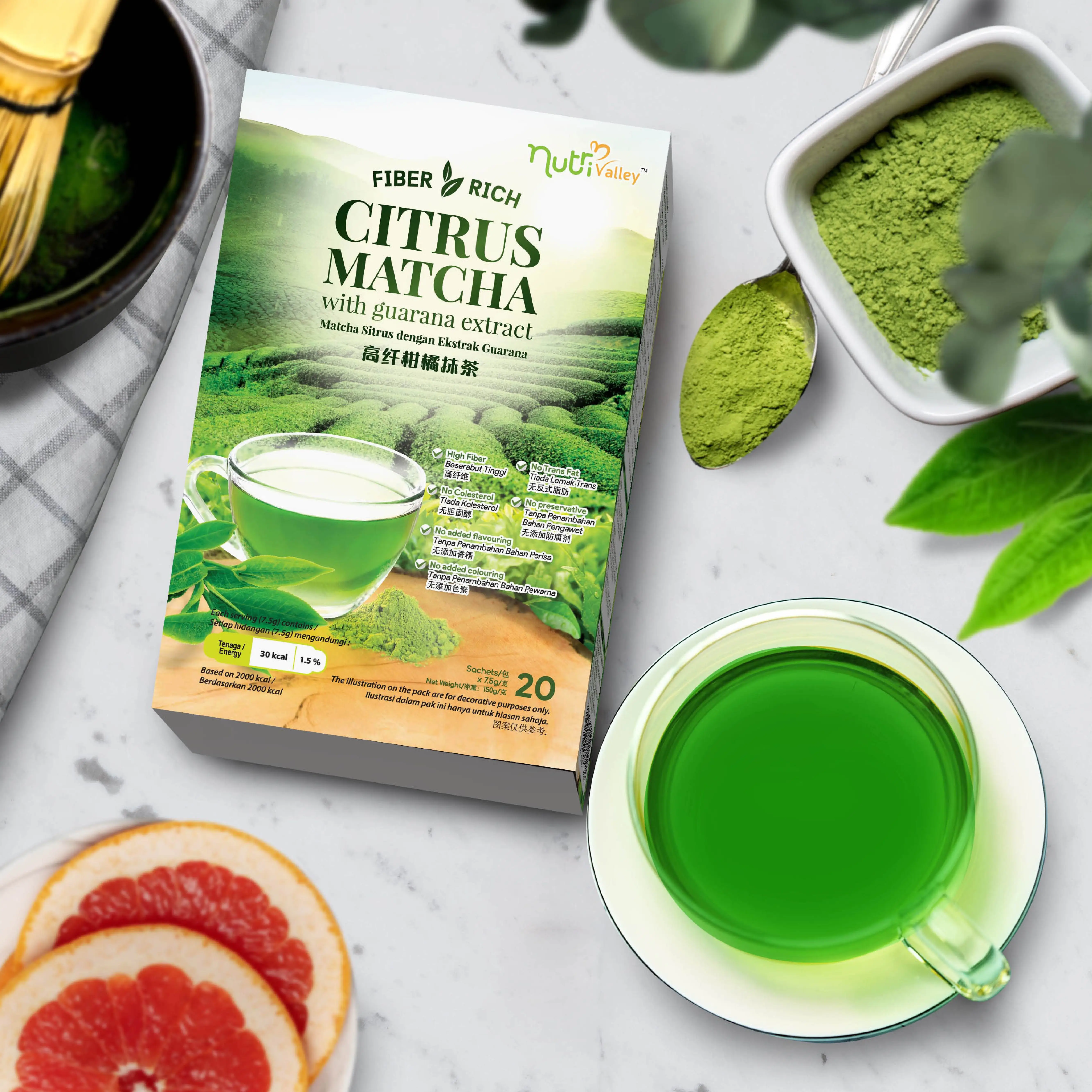 Weight Loss Matcha Tea With Lemon Extract Guarana Private Label/ OEM And ODM Services Provided