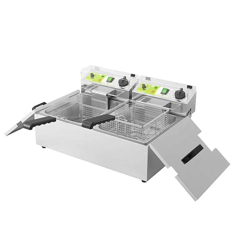 RTS Lonnice Kitchen Commercial 10L Electric 3000W Professional Deep Fryer Machine With 2 Frying Baskets For Fishes Chips Potato