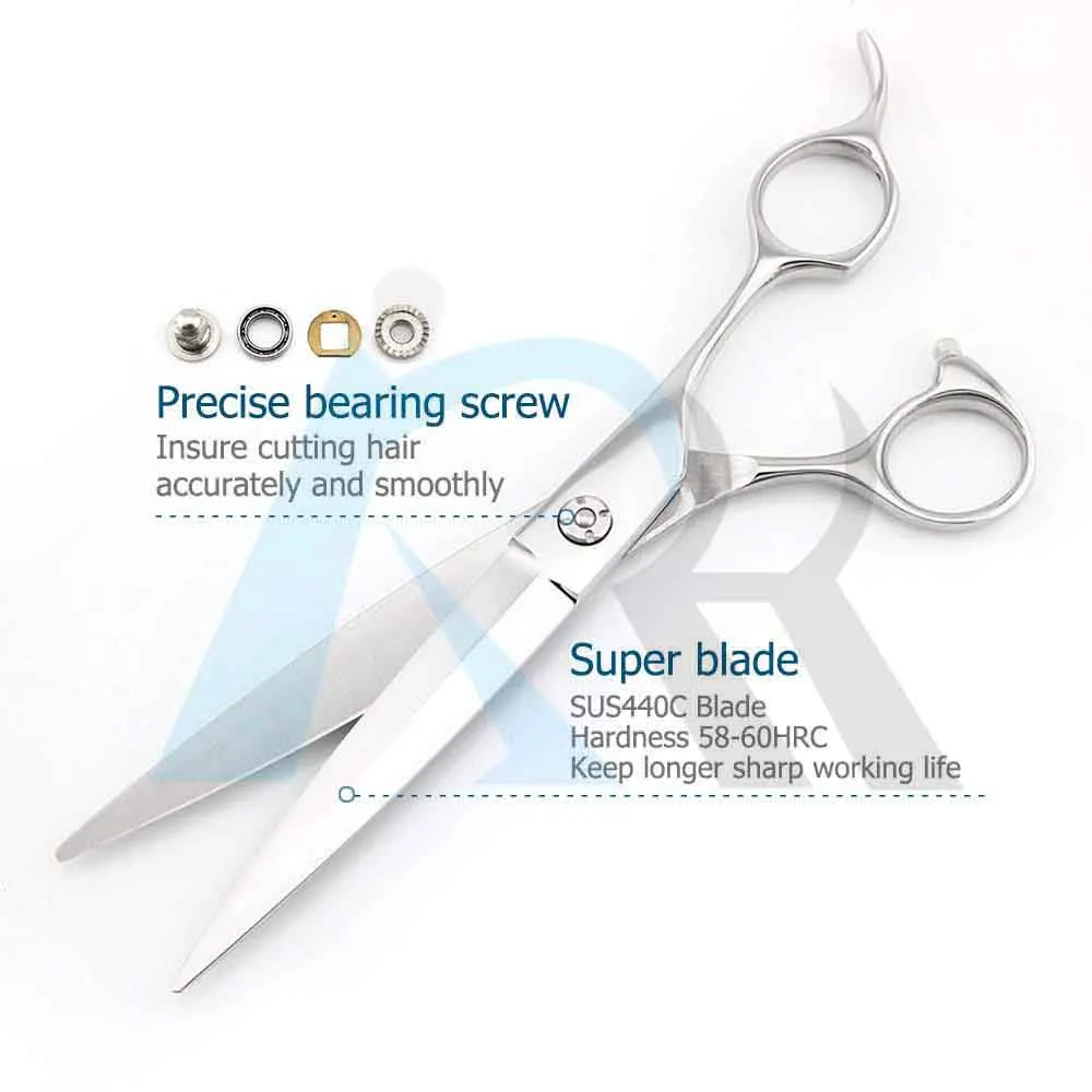 Professional Hair Cutting Barber Scissors High Quality 440C Mirror HRC Customized Steel Stainless Logo Style Beauty Surface Pcs