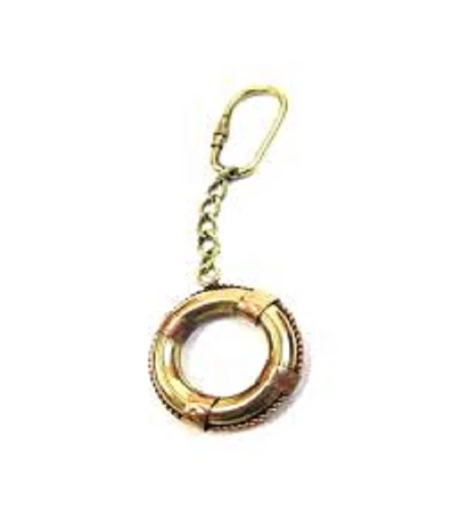 Solid Brass Nautical Keychain Life Ring  Used for Bike/Car Key ring, Home decor. Made from pure Brass. The keychain is perfect
