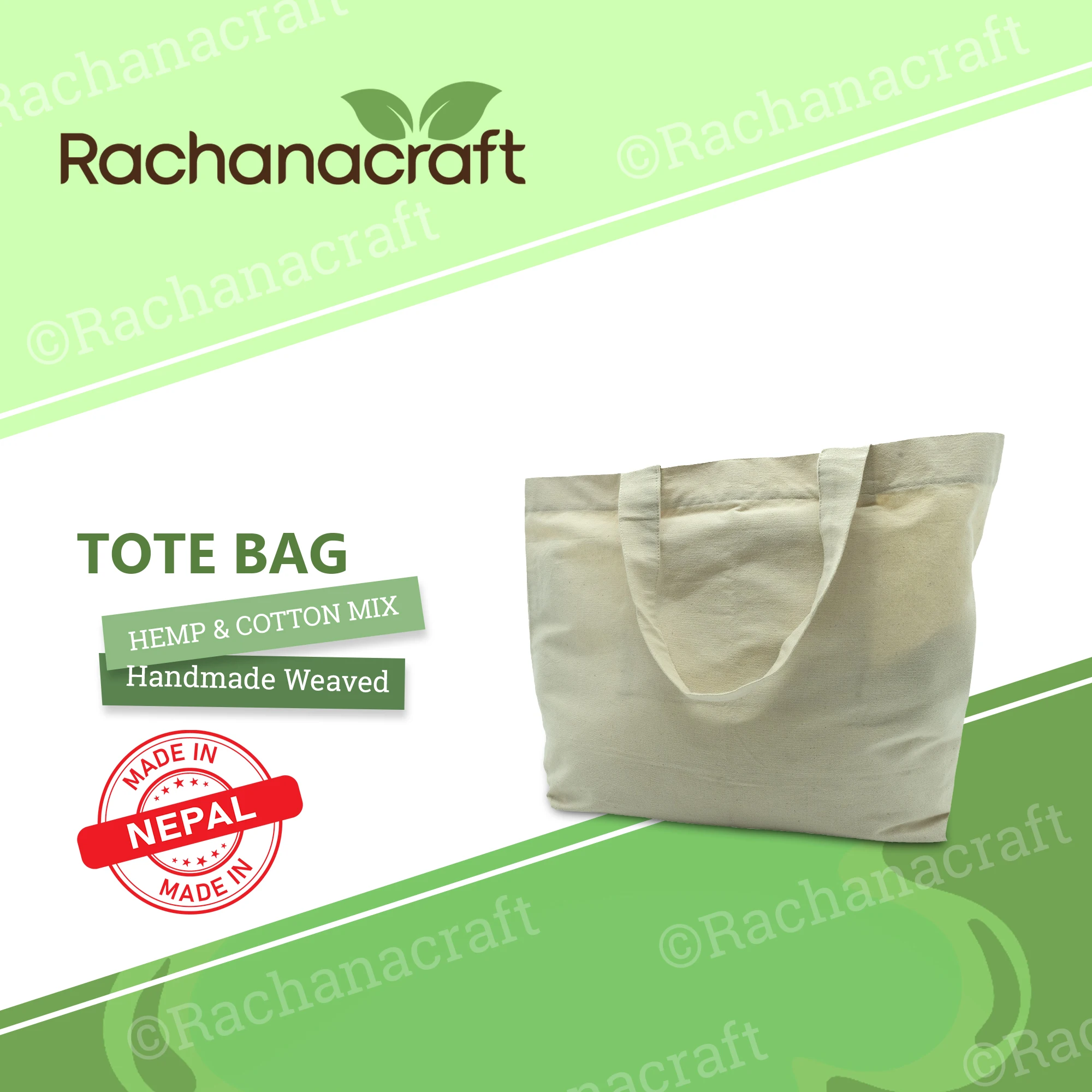 100% Bio-Degradable 100% Organic Cotton Women Shoulder Shopping Bag for Travel, Daily Use Made in Nepal Wholesale Supply
