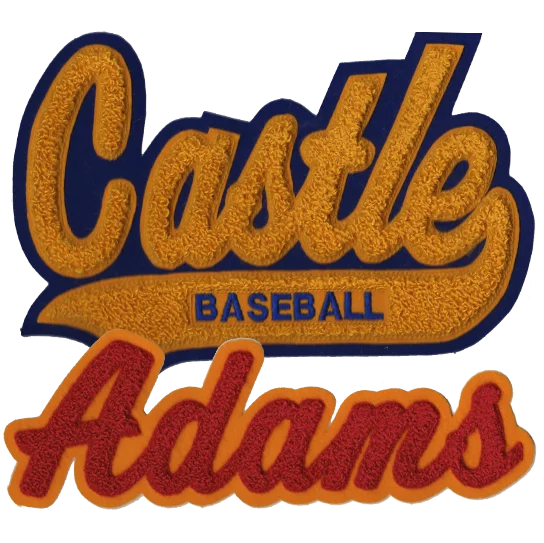 Custom letter mascot number nameplates academic chevrons stars bars letterman jacket hoodie embroidery chenille patches