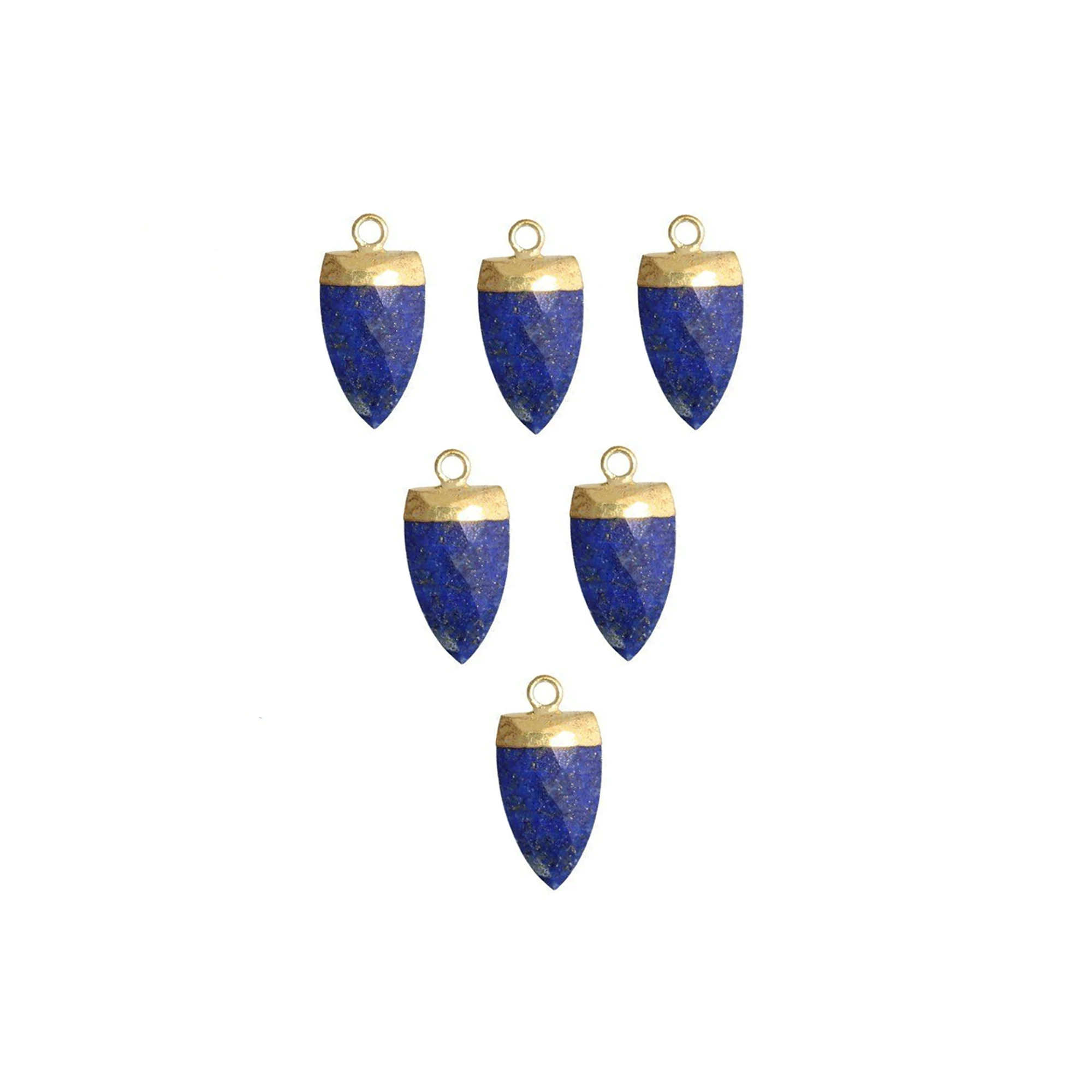 Lapis Lazuli Gemstone Gold Electroplated Half Marquise Shape Pendant Jewelry GH-16