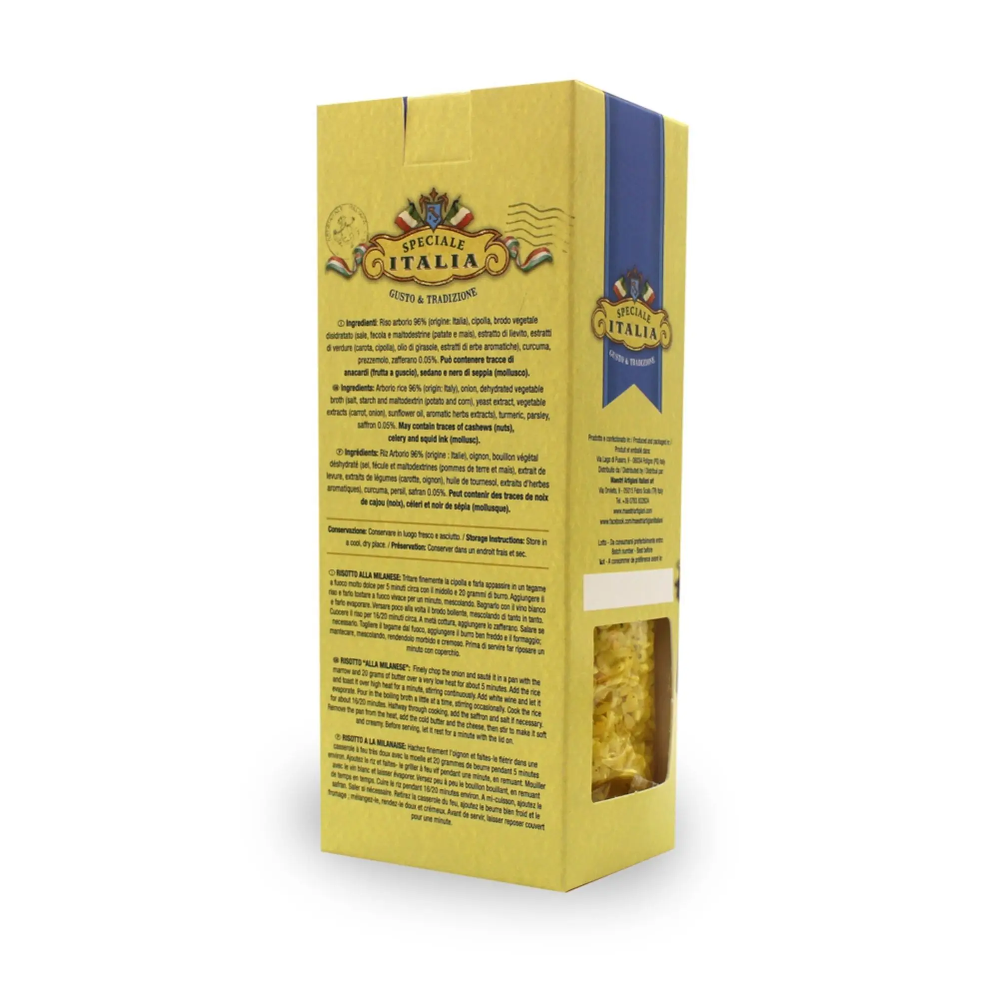 High quality Italian Artisan Handmade Risotto whit Soffron Pasta in bag 350g