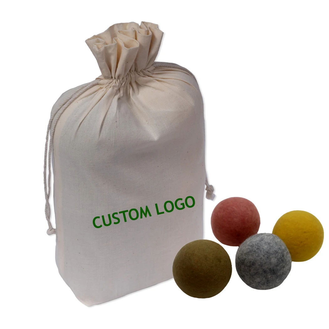 Promotional Drawstring Cotton Bags for wool dryer balls  wool dryer balls packing bag