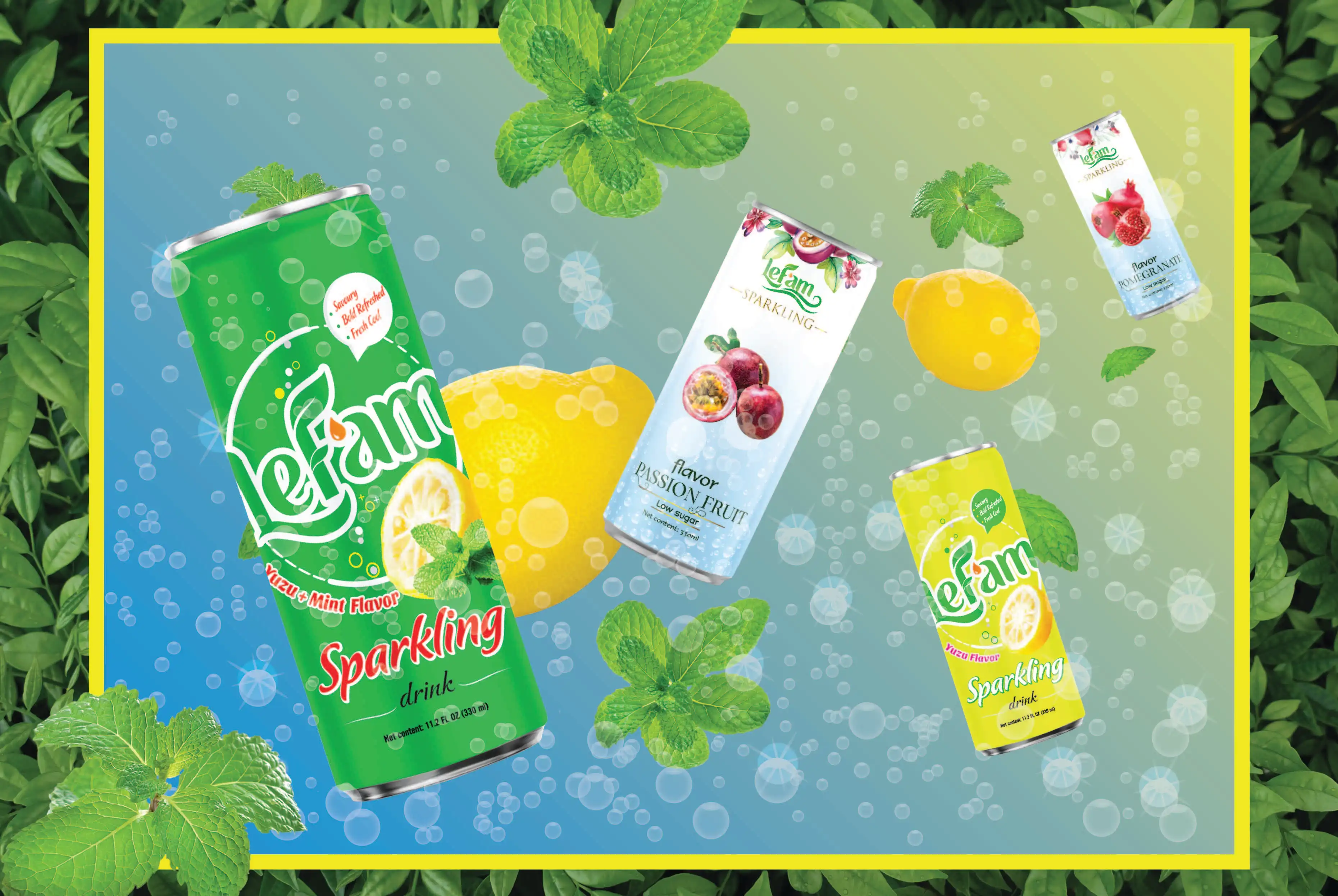 Sparkling Drink Strawberry Flavor Sparkling Water OEM ODM Natural Juice 330ml 11.2 Oz packing 12 cans Lefam 0084 96 345 2745