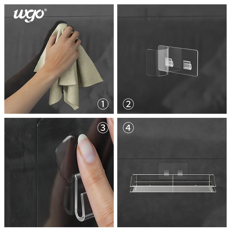 
Adhesive Reusable Bathroom Storage Basket Adjustable Hanging Shower Caddy Corner Wire Shelf Mount No Drilling Stainless Steel 