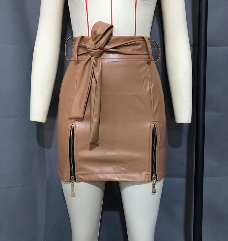  Новая юбка из искусственной кожи с высокой талией женское черное облегающее платье Повседневная Уличная одежда Короткие мини-юбки-карандаш полностью под заказ