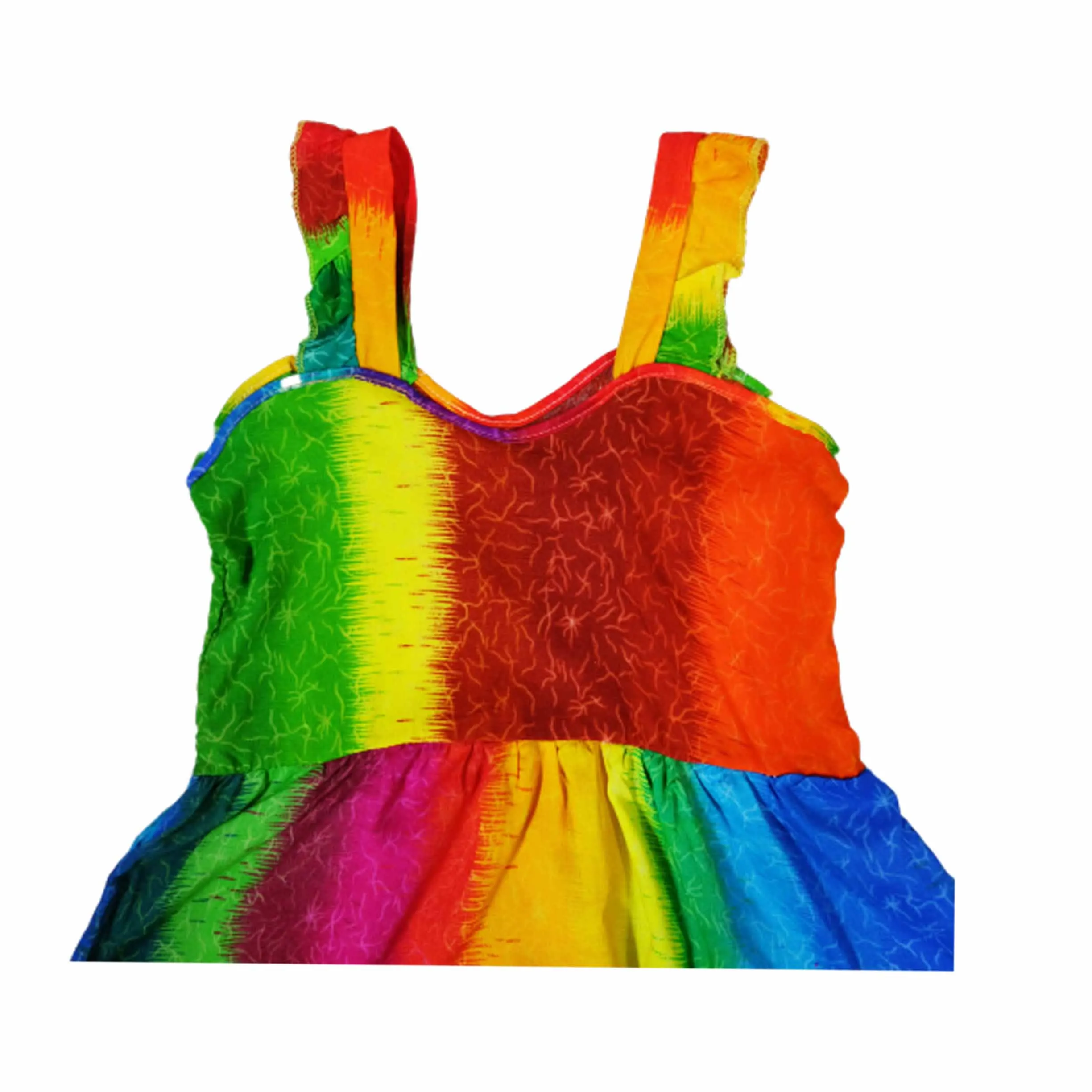 Popular Summer Dress For Kids Rainbow Pattern Style Colorful Beach Dress Rayon Fabric design