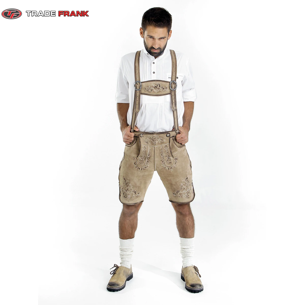 Bavarian short lederhosen Artillery goatskin old-antique Bavarian Shorts Lederhosen in Custom Color for Men