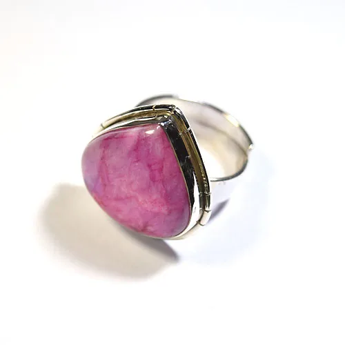 Wholesale 925 Silver Jewelry Natural Gemstone Pink Moonstone Ring