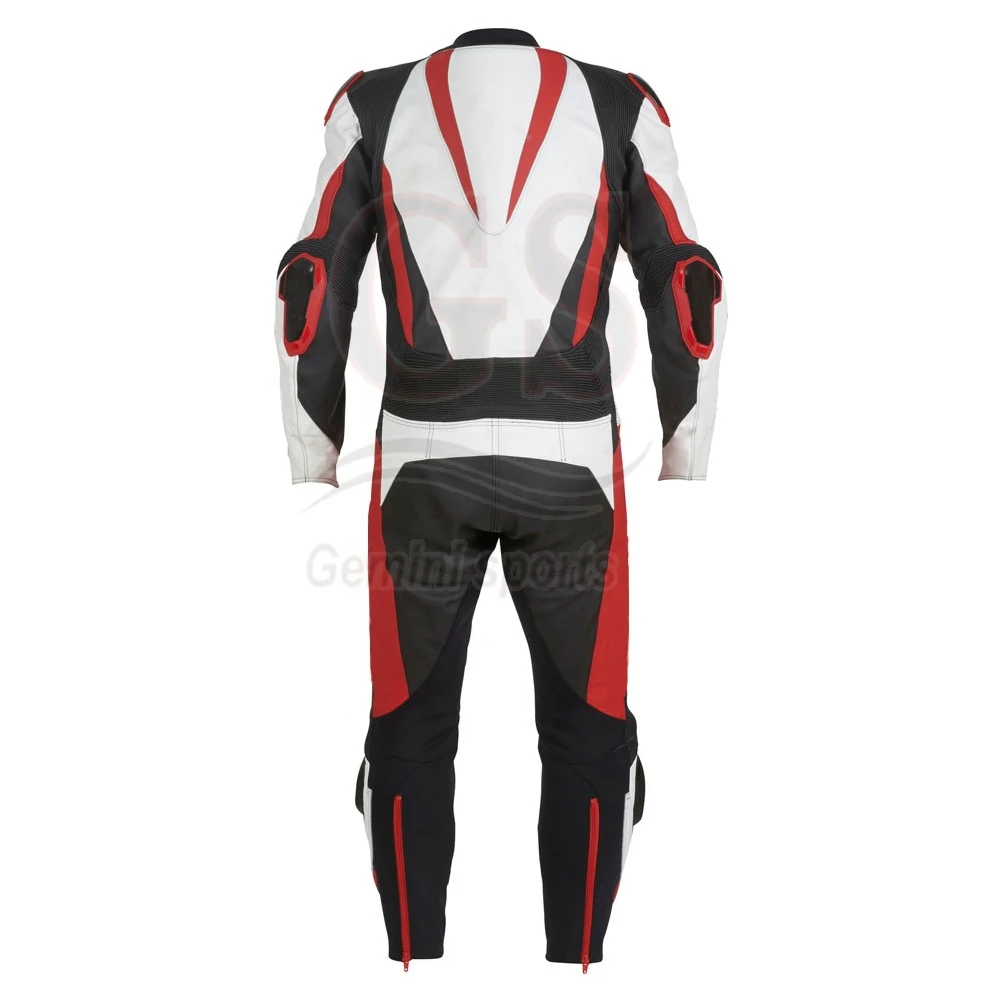 New arrival cowhide leather red and black motorbike leather suits custom made racing suit