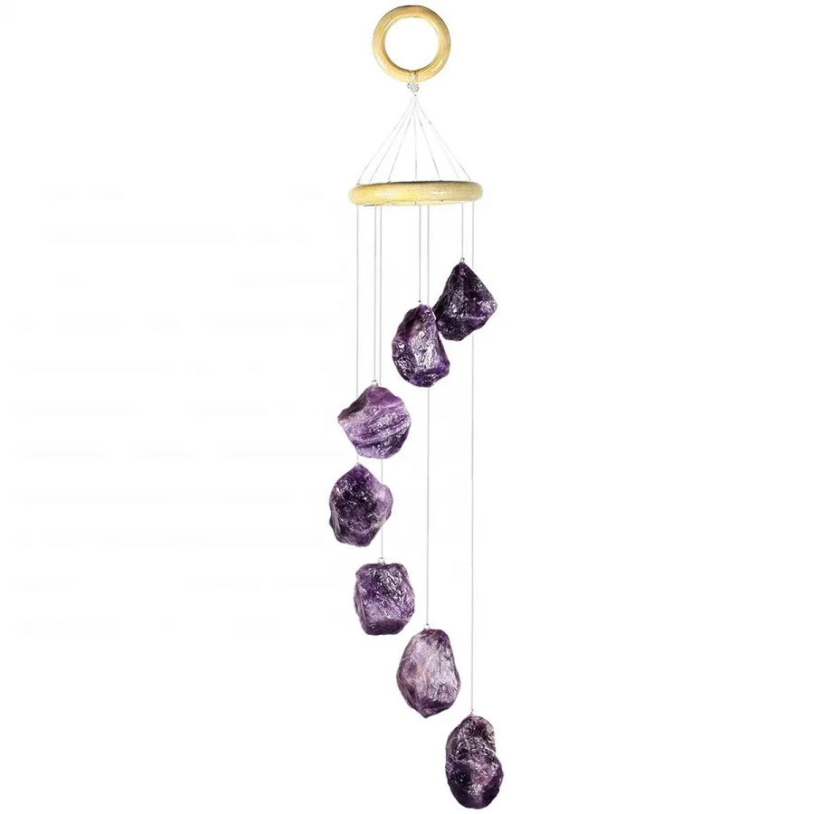 wind chime Amethyst Raw Stones crystal natural gemstone reiki healing crystal wind Home Decoration crystal wind chime