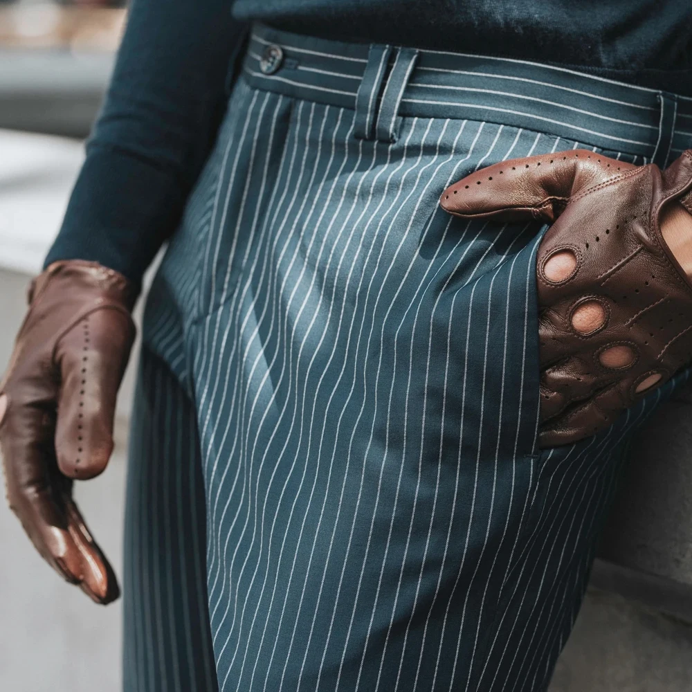 Модная одежда теплые водительские перчатки водонепроницаемые из овечьей кожи для вождения мужчин