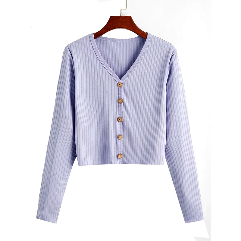  Оптовая продажа высококачественные однотонные укороченные топы с длинным рукавом