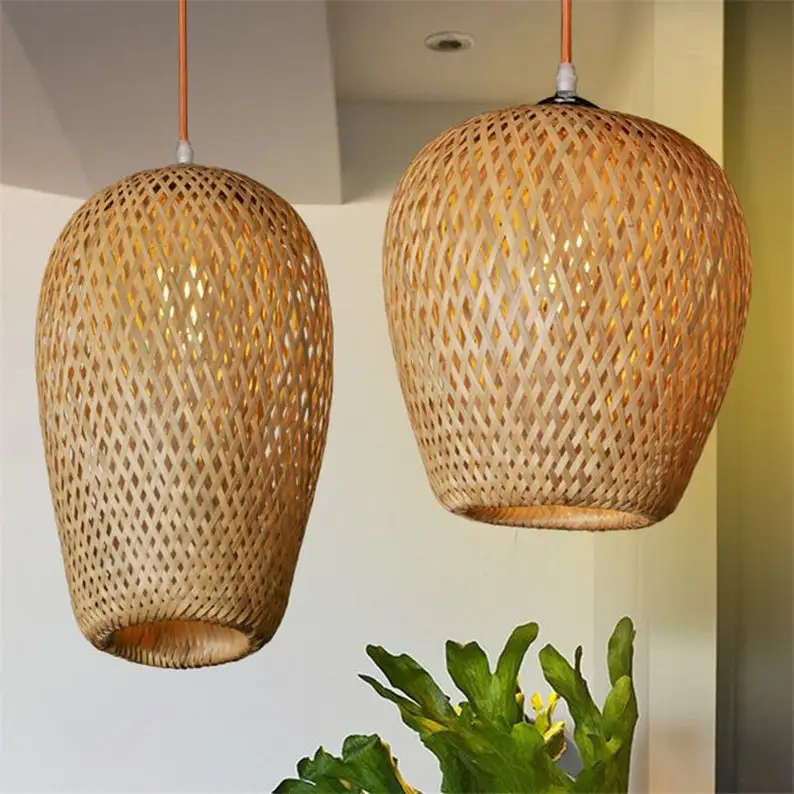 Hot selling  decor moon lamp bar cafe festival hotel lantern decoration rattan bamboo woven camping craft table decor lamp