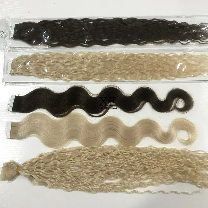 
2021 New Arrival Spanish Curly Hair Extensions,100% Remy Brazilian Double Drawn Human Hair Tape Hair Extensions 