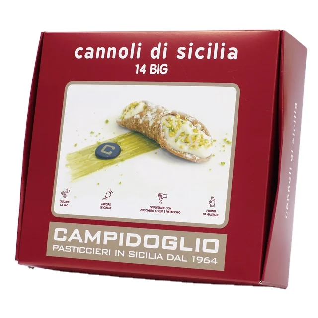 High quality sweets italian sicilian artisanal cannoli with ricotta cream kit 14pcs big for export