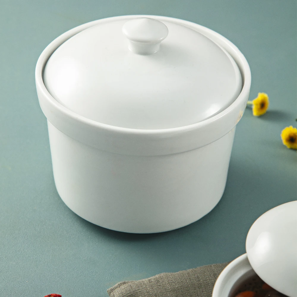 OEM High Heat Resistant Porcelain Soup Bowl with Lid wholesale manufacturer for dinning room and keep food hot