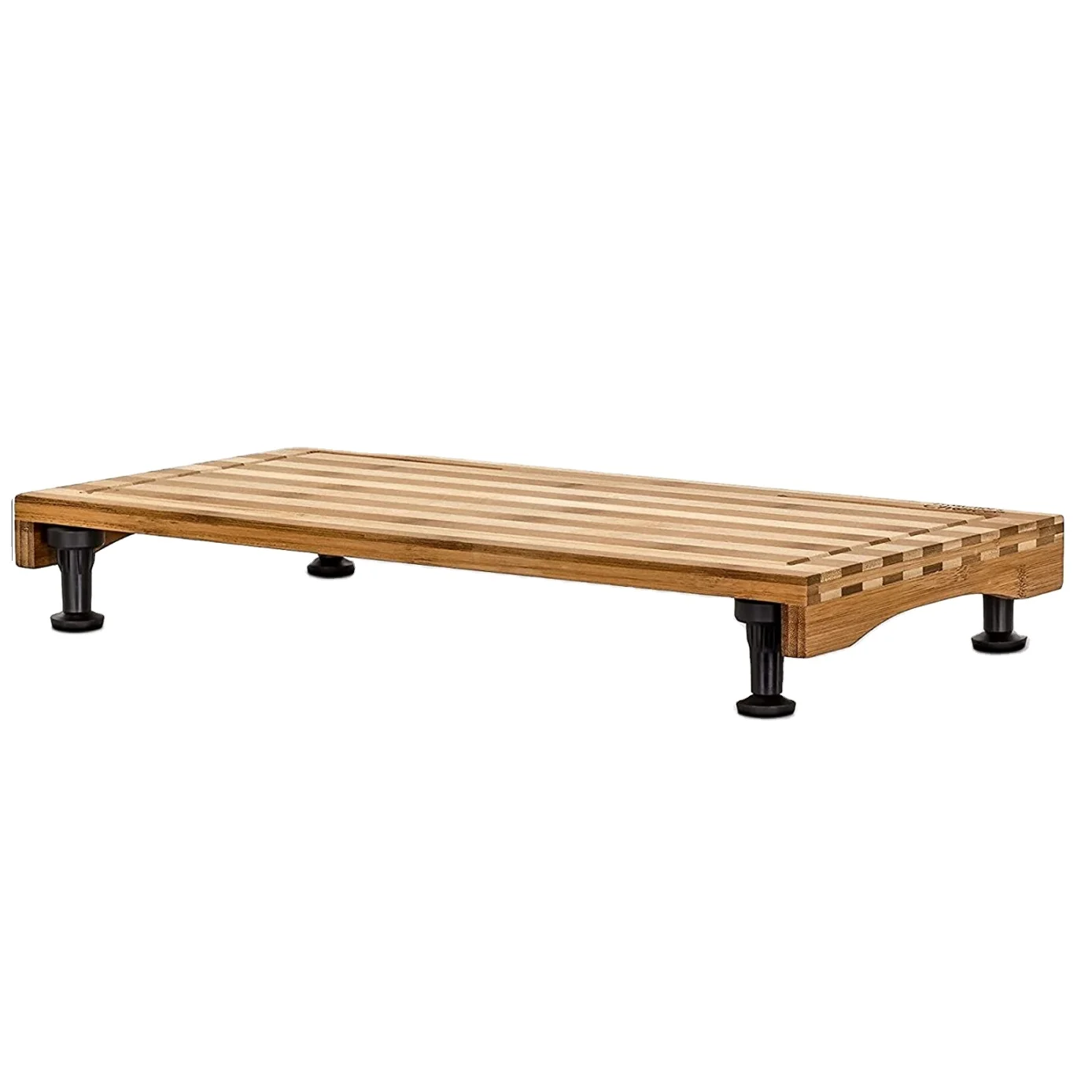Stovetop Cover Bamboo Cutting Board, Expands Kitchen Space, with Adjustable Legs and Juice Grooves