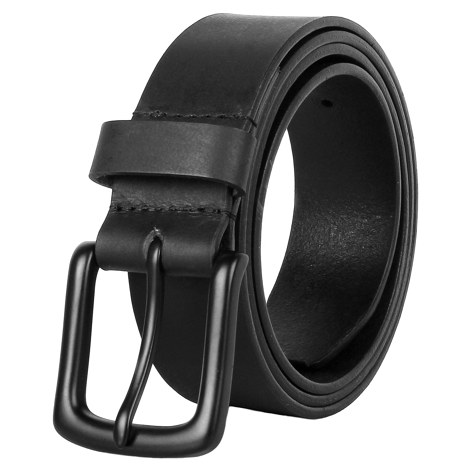 36-40 inch Genuine Leather Adjustable Belt for Mens Teen Boy Gifts Everyday Office College School Formal Dress Black Color