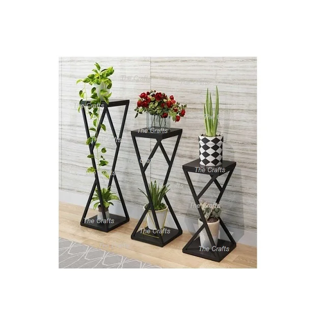 Modern Design Iron Black Color Planter Stand Planter Rack For Garden Decoration At Competitive Prices