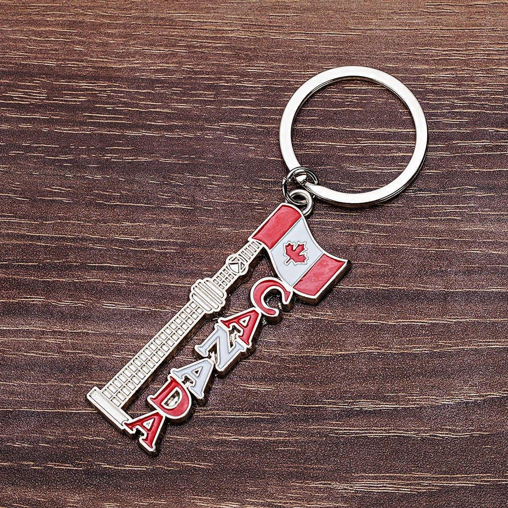 ZInc alloy enamel custom metal canada souvenir flag keychain
