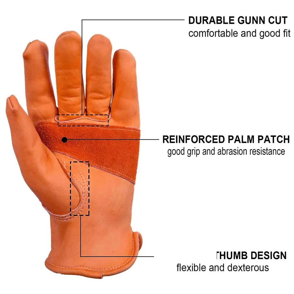 Рабочие перчатки из телячьей кожи с оленем 100% натуральная кожа
