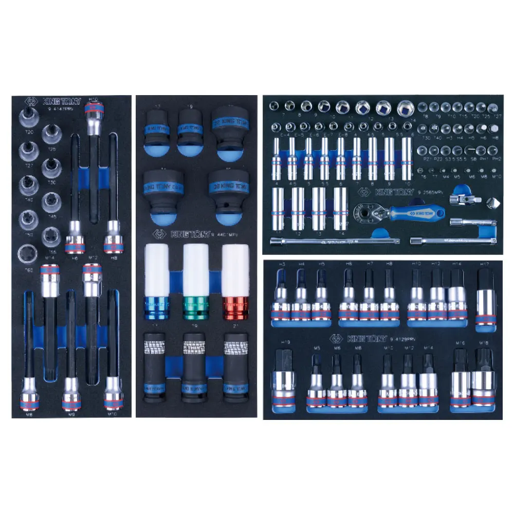KING TONY 286 PCS Tool Trolley Set Mechanical Tool Set Metal Tool Box Set EVA Tray 934-010MRV