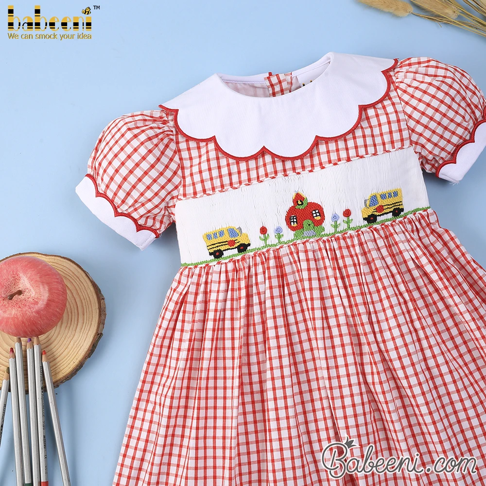 School bus hand smocked bishop dress OEM ODM customized girls smocked dresses wholesale smocked dresses - BB1435
