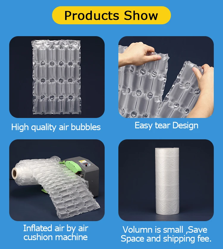 Inflatable Packing PE & PA Cushion Film Shock Resistant Air Bubble Column Packaging Wrapping Roll Sheet