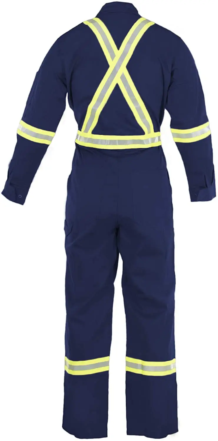 Factory Supply Polyester  Cotton Industrial Construction Reflective Safety Work Suit For Men