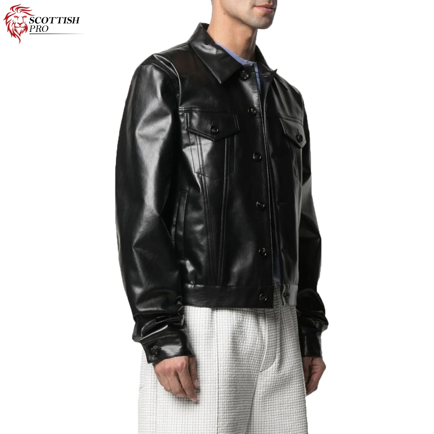 Low MOQ High Quality Jacket Leather 100% Genuine Leather jacket Custom Fashion Men Black Solid Leather Jackets