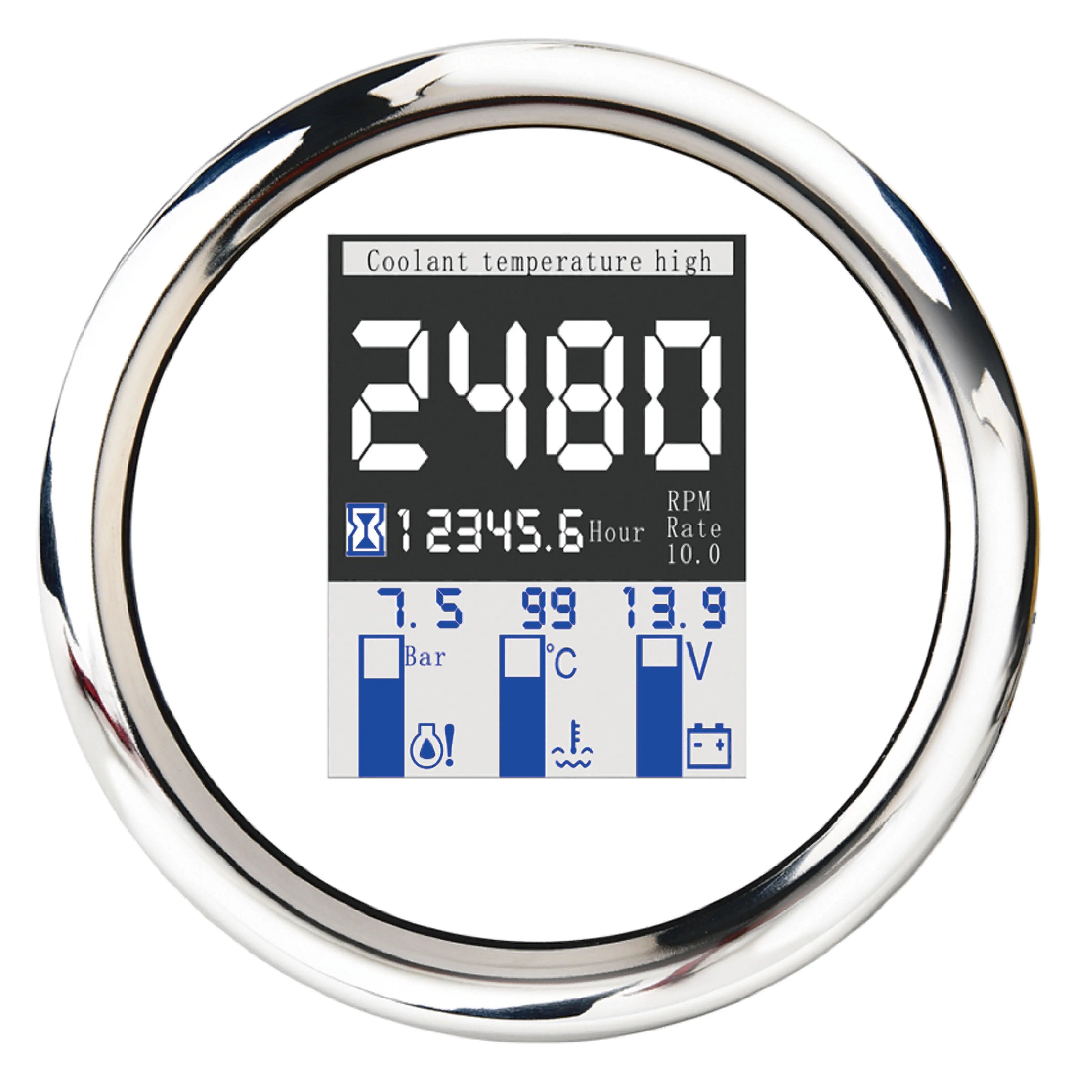 NMEA 2000 85mm digital white face TFT-LCD display multifunction tachometer gauge