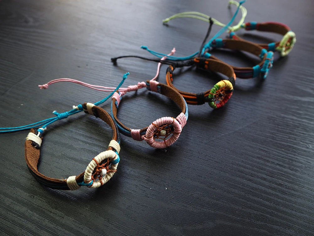 Wholesale Adjustable Genuine Leather Friendship Bracelet Vintage Style Bracelet