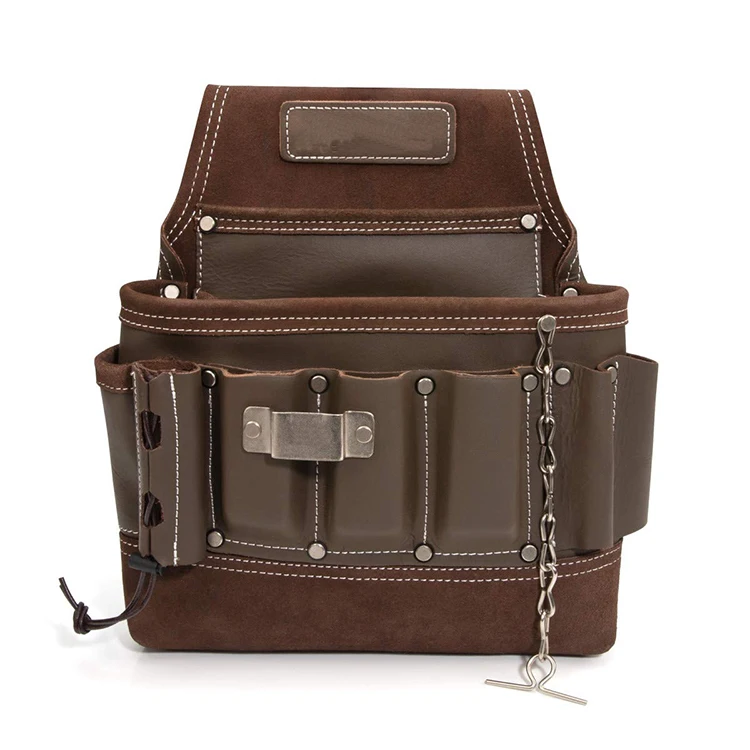 Handmade Real Leather Construction Roll Tools Bag Screwdriver Organizer Roll For Mechanics 10 Tool