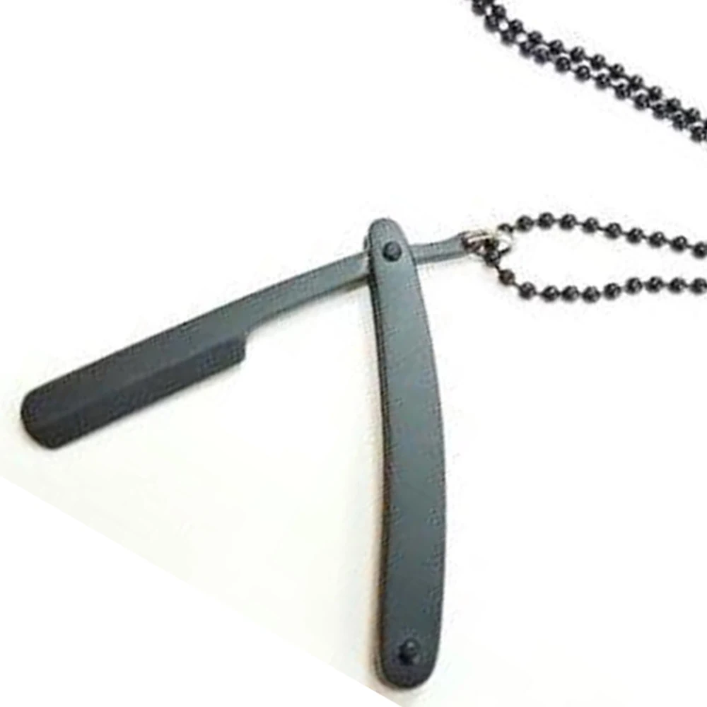 Fashion Razor Blades Pendant Necklaces Men Jewelry Male Shaver Shape Necklaces & Pendants Barber Shop Necklace for Male Boys