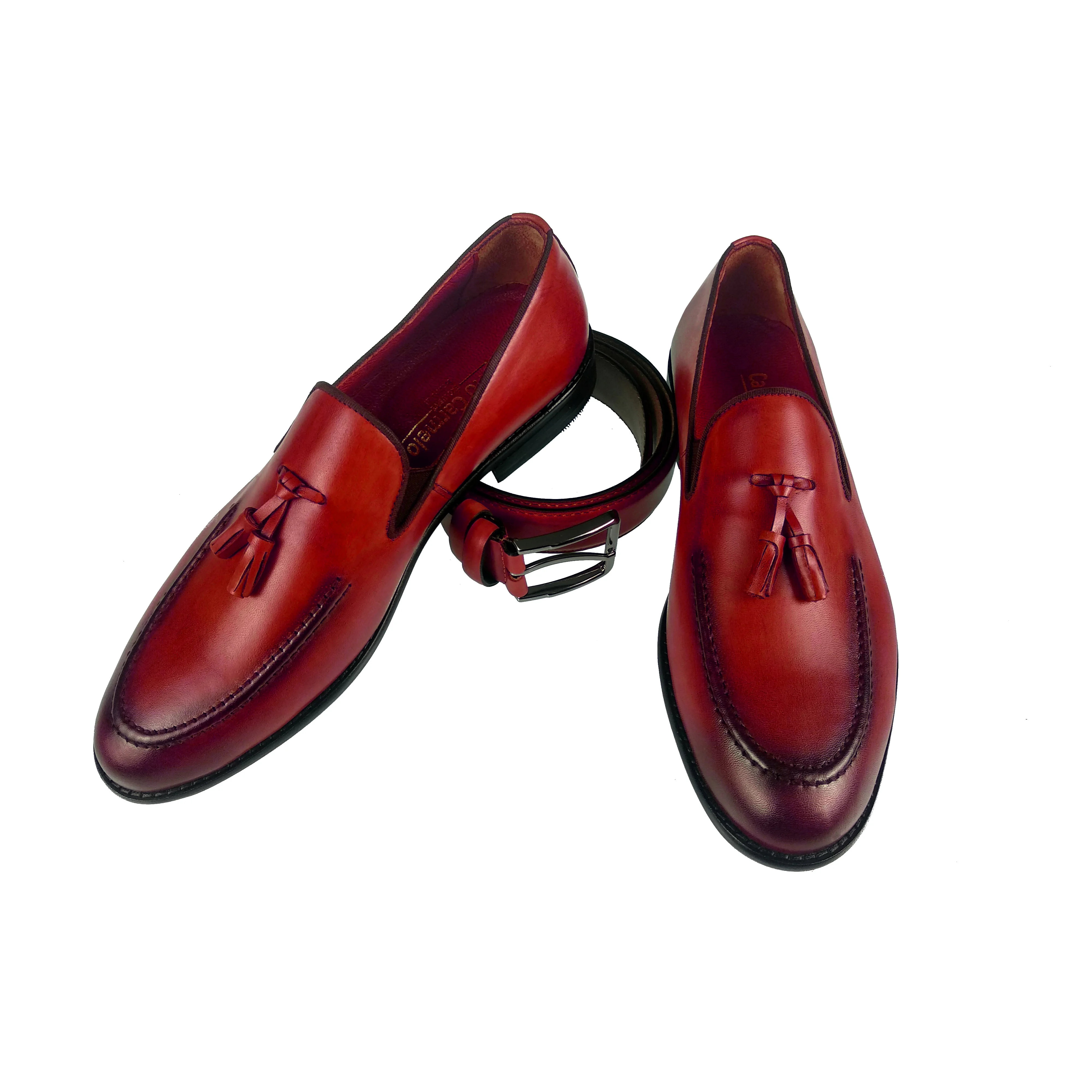 High oualty Red Loafer Men Handmade Genuine Leather Men Dress Shoes Italian Style Formal Oxford Daily Wears
