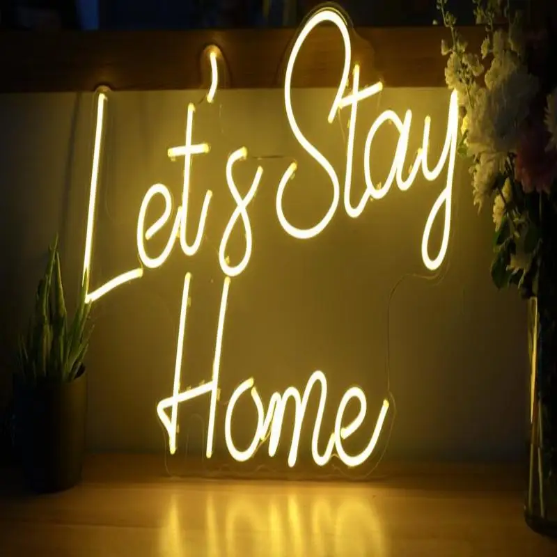 MATT Solar Large Marquee Alphabet Letters Blank Acrylic 75CM Lets Stay Home Neon Sign for Living Room