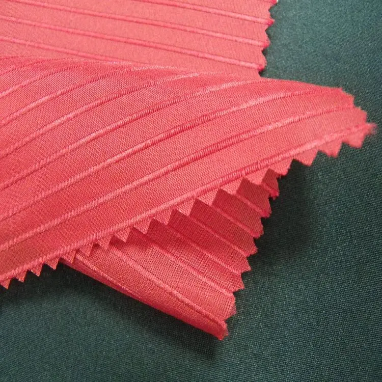 LCSH076 Final Sale Taiwan Polyester Soft Red Stripe Organza Clothing Fabric